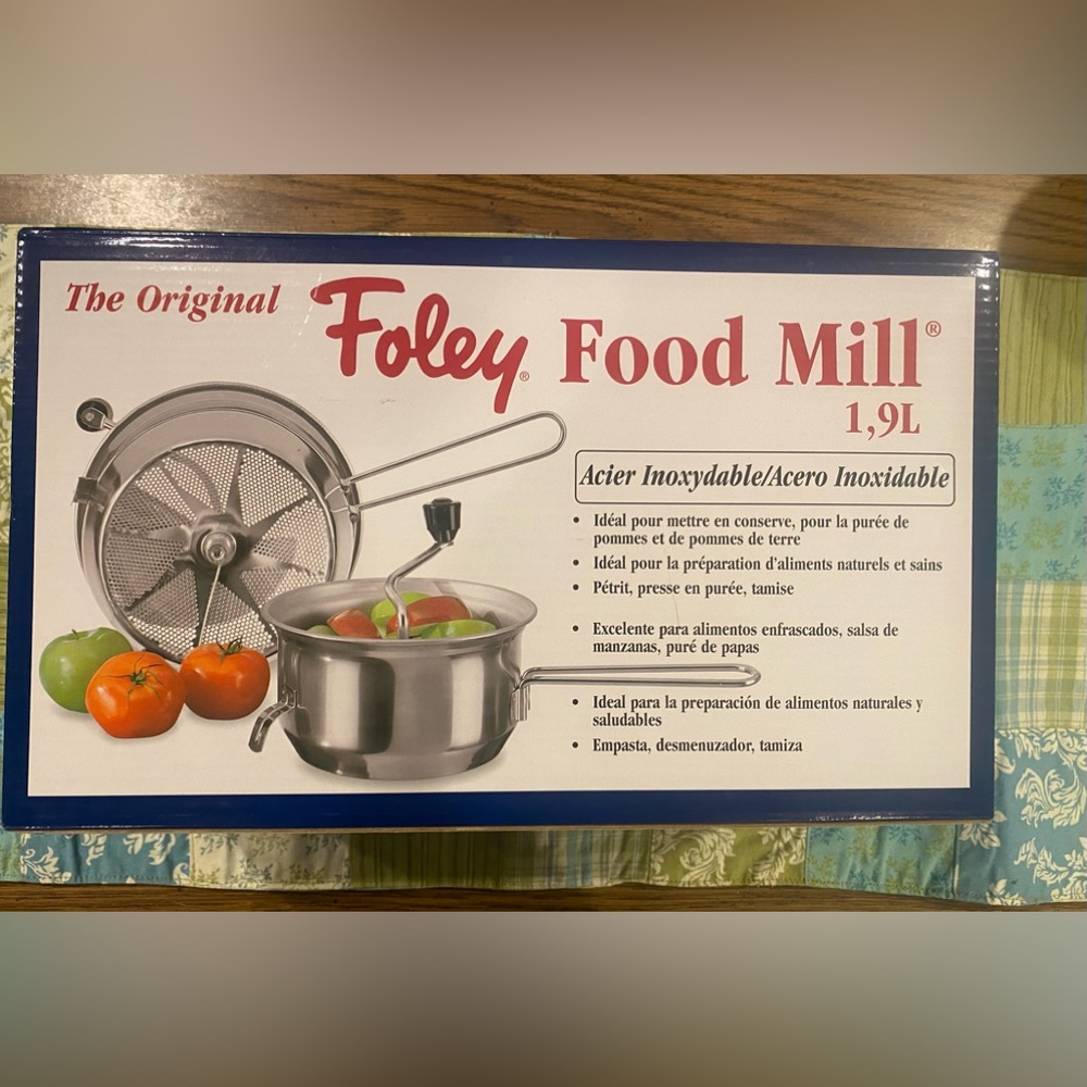 NEW IN BOX Foley Food Mill 2 Qt.  Stainless Steel